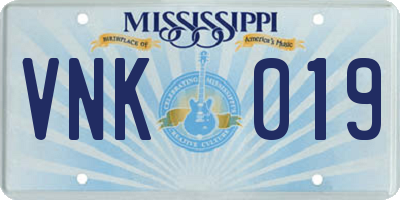 MS license plate VNK019