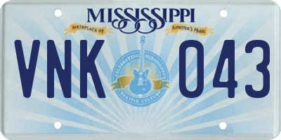 MS license plate VNK043