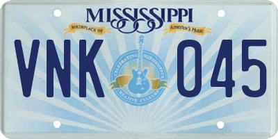 MS license plate VNK045