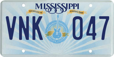 MS license plate VNK047