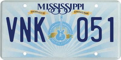 MS license plate VNK051