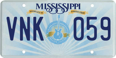 MS license plate VNK059