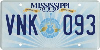 MS license plate VNK093