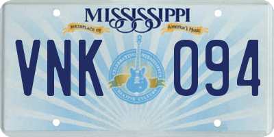 MS license plate VNK094