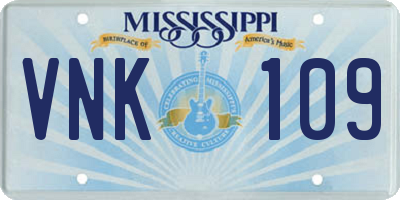 MS license plate VNK109