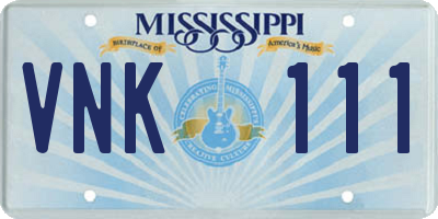 MS license plate VNK111