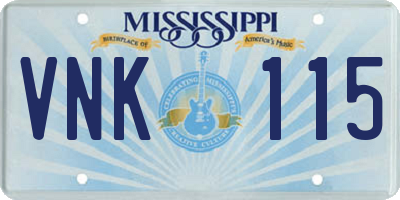 MS license plate VNK115