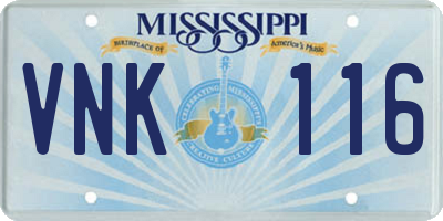 MS license plate VNK116