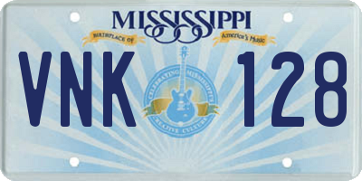 MS license plate VNK128