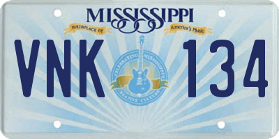 MS license plate VNK134