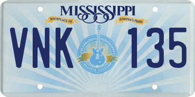 MS license plate VNK135