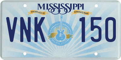 MS license plate VNK150