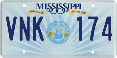 MS license plate VNK174
