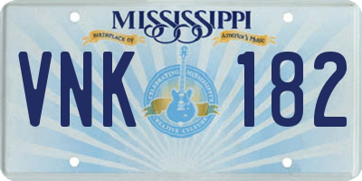MS license plate VNK182
