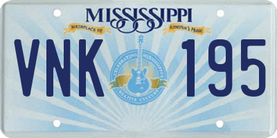 MS license plate VNK195