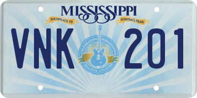 MS license plate VNK201