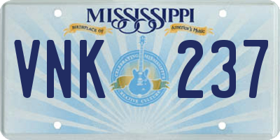 MS license plate VNK237