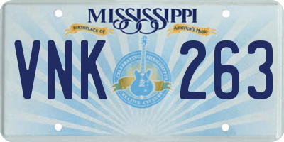 MS license plate VNK263