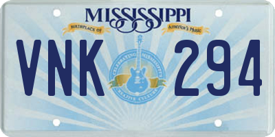 MS license plate VNK294