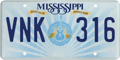 MS license plate VNK316