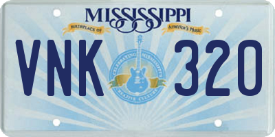 MS license plate VNK320