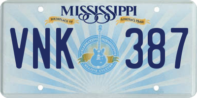 MS license plate VNK387