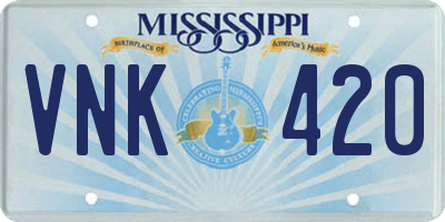 MS license plate VNK420