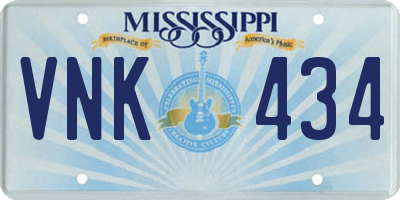 MS license plate VNK434