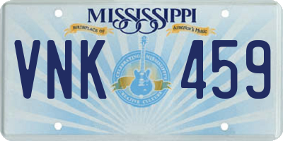 MS license plate VNK459
