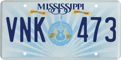 MS license plate VNK473