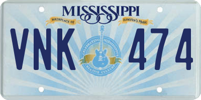 MS license plate VNK474