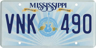 MS license plate VNK490