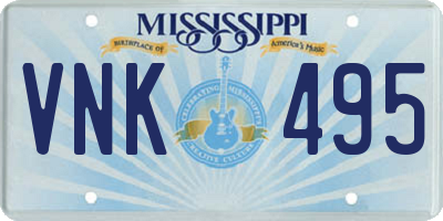 MS license plate VNK495
