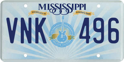 MS license plate VNK496