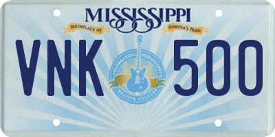 MS license plate VNK500