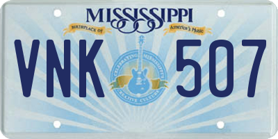 MS license plate VNK507
