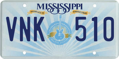 MS license plate VNK510