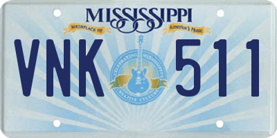 MS license plate VNK511