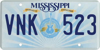 MS license plate VNK523
