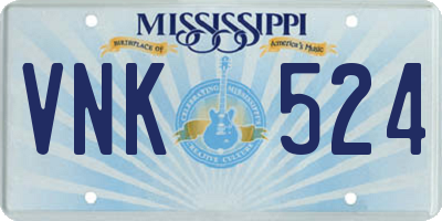 MS license plate VNK524