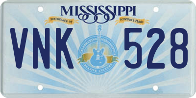 MS license plate VNK528