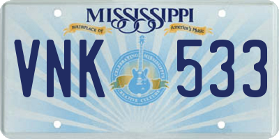 MS license plate VNK533
