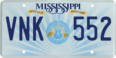 MS license plate VNK552