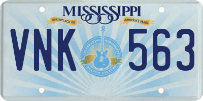MS license plate VNK563