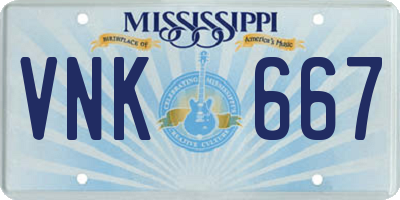 MS license plate VNK667