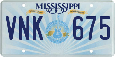 MS license plate VNK675