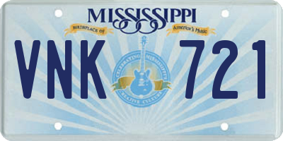 MS license plate VNK721