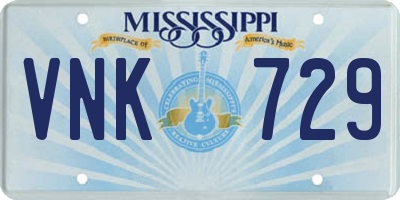 MS license plate VNK729