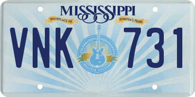 MS license plate VNK731