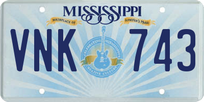 MS license plate VNK743